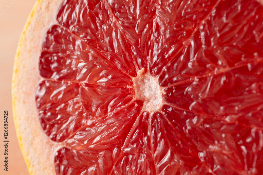 A closeup view of the membrane of a red grapefruit. A closeup view of the membrane of a red grapefruit.