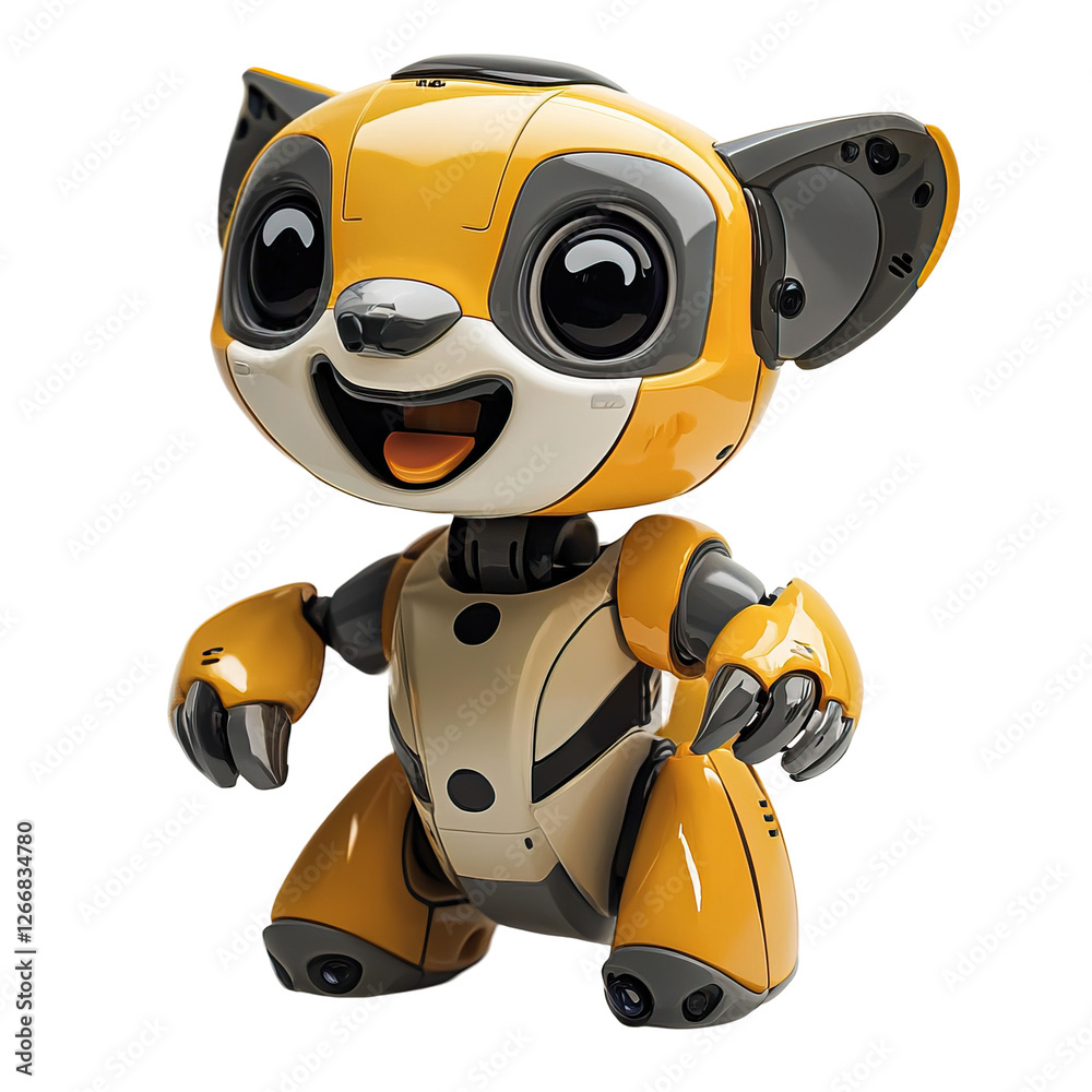 Friendly Robotic Kinkajou Toy Character with Cheerful Expression and Playful Design for Creative Projects Friendly Robotic Kinkajou Toy Character with Cheerful Expression and Playful Design for Creative Projects