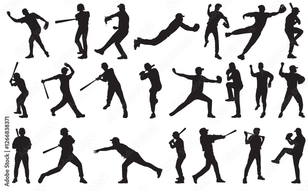 baseball silhouettes collection on isolated white background
baseball silhouettes collection on isolated white background