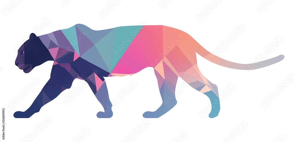 Obraz premium Gradient Colored Leopard Illustration: Creative and Vibrant Design Element