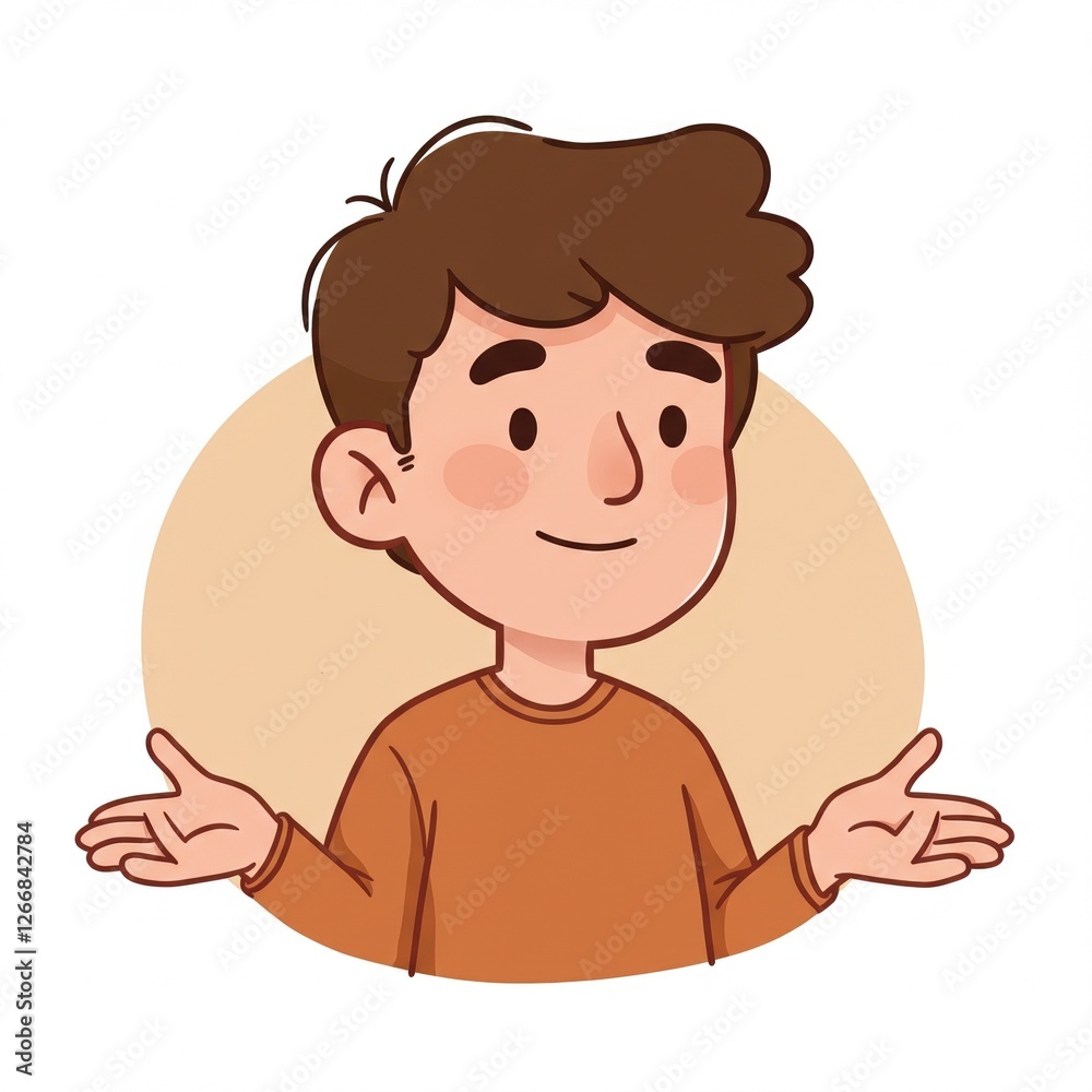Cartoon Illustration of Confident Young Man with Casual Style and Friendly Expression Cartoon Illustration of Confident Young Man with Casual Style and Friendly Expression