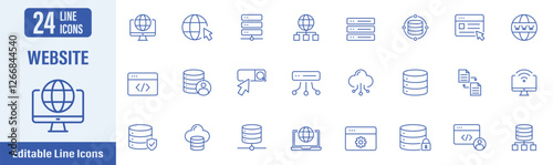 Website web icons in line style. Website, hosting, server, internet, homepage, user interface and more. Vector illustration.