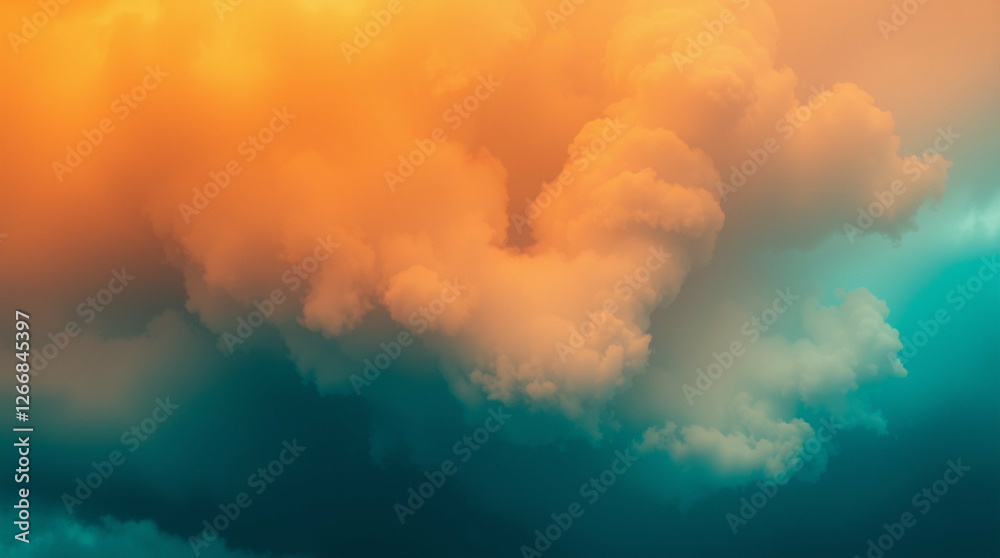 Fototapeta premium Colorful sky background showcasing sunset hues blending with storm clouds