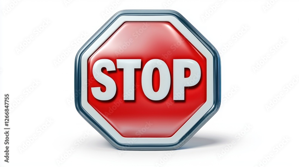 3D Stop Sign Isolated on White 3D Stop Sign Isolated on White