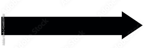 Long arrow. Black arrow pointing right. Black large arrow. Bold thine long arrow. Vector illustration.