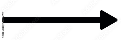 Thin black arrow pointing right. Long, straight-line arrow icon in white. Graphic illustration for direction symbol . large size black long arrow