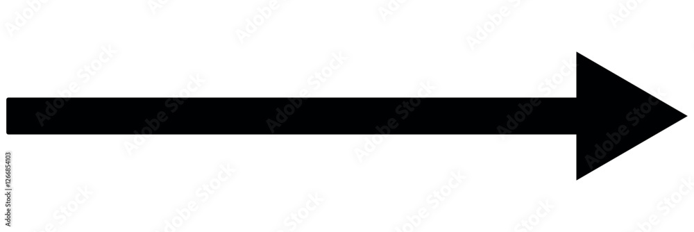 Long arrow. Black arrow icon. Black large arrow pointing right. Bold long arrow. Vector illustration. Long arrow. Black arrow icon. Black large arrow pointing right. Bold long arrow. Vector illustration.