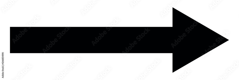 Long arrow. Black arrow pointing right. Black large arrow. Bold thine long arrow. Vector illustration. Long arrow. Black arrow pointing right. Black large arrow. Bold thine long arrow. Vector illustration.