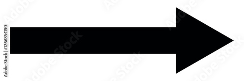 Long arrow. Black arrow pointing right. Black large arrow. Bold thine long arrow. Vector illustration.