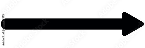 Long arrow. Black arrow icon. Black large arrow pointing right. Bold long arrow. Vector illustration.