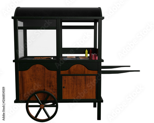 3D render, vintage shopping cart