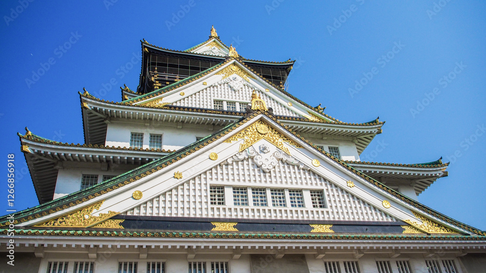 Osaka Castle, Japan under the blue sky Osaka Castle, Japan under the blue sky