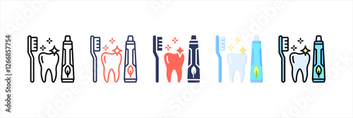 Dental Hygiene Multistyle Icon Set