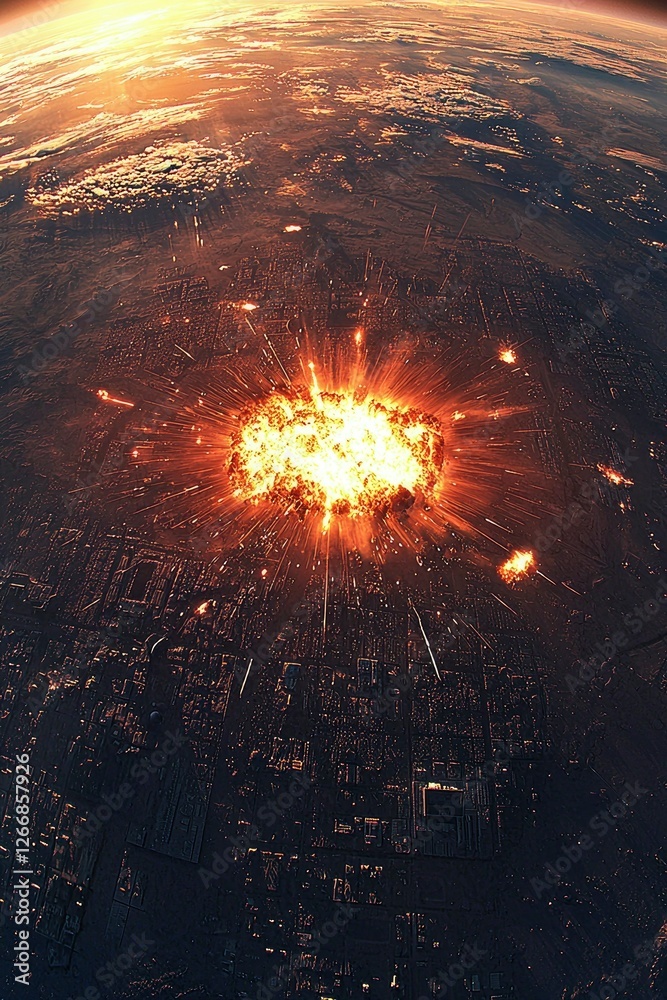 custom made wallpaper toronto digitalApocalyptic City Destruction Aerial View of a Massive Explosion