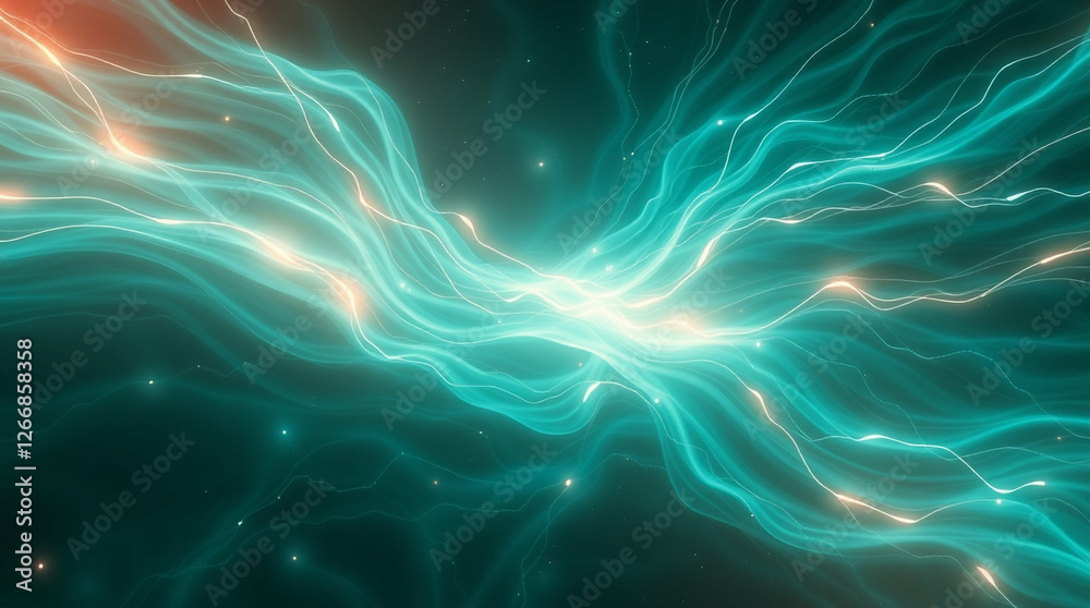 Fototapeta premium Luminous Teal Currents, An Abstract Display of Energy and Brilliance