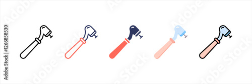 Dental Drill Multistyle Icon Set