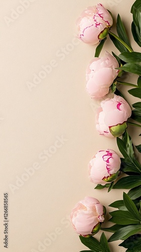 Elegant Vintage inspired background with soft pink peonies over a faded parchment texture delicate and nostalgic floral setting 