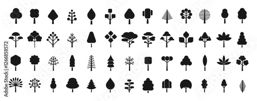 Black Tree Silhouette Vector Pack. Minimalist and Editable Nature Icons