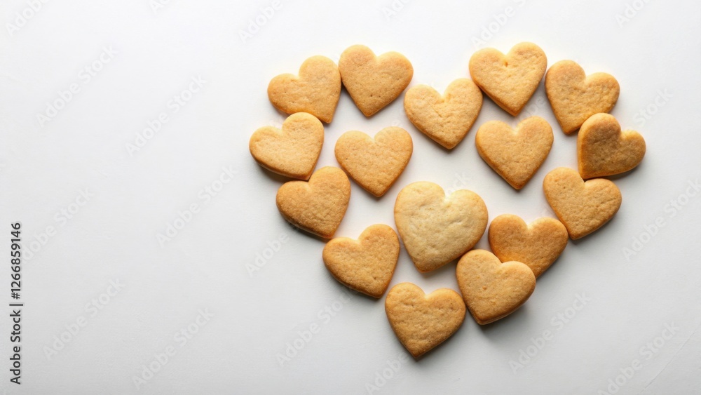 Heart-shaped cookies arranged in a loving heart form on a white background Heart-shaped cookies arranged in a loving heart form on a white background