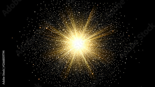 Wallpaper Mural Golden light burst, dark background, sparkle effect, design element Torontodigital.ca