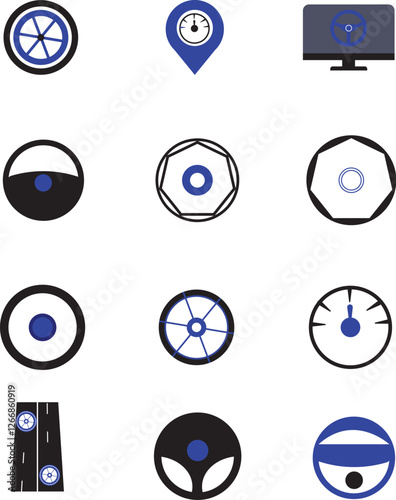 Car Battery Vector Icon Set – Blue version