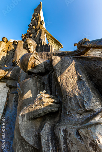 Czestochowa, SIlesia / Poland - November 11, 2024: Monument on the National Remembrance Square in Czsstochowa, an eagle symbol of freedom, Independence Day celebrations in Poland photo