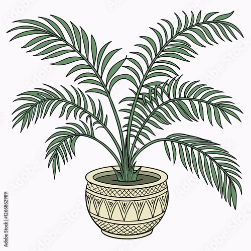 Palm tree plant in pot vector illustration