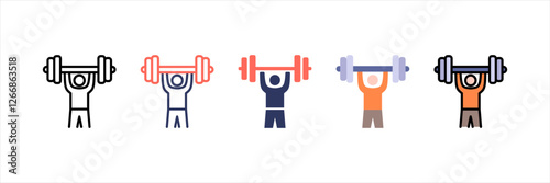 Weight Lifting Multistyle Icon Set