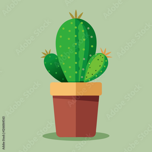 Cactus plant in pot vector illustration