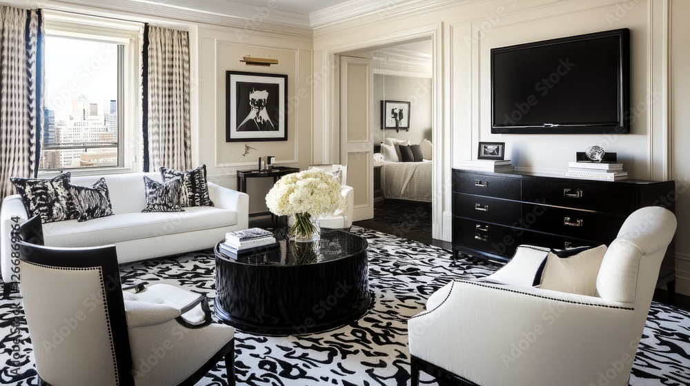 Matte black drawers in a high-contrast contemporary room Matte black drawers in a high-contrast contemporary room