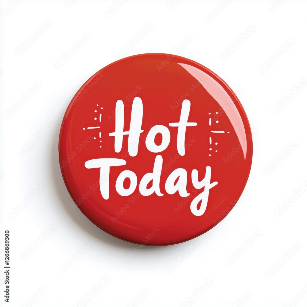 A round red badge featuring the words A round red badge featuring the words