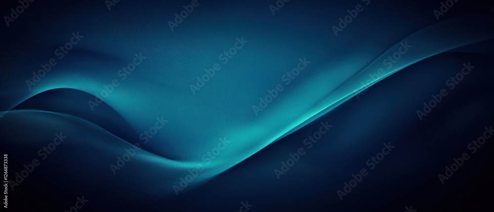 Obraz premium Teal abstract waves on dark background