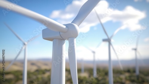 Generate a futuristic wind turbine field