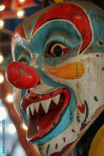 Wooden asian clown mask.