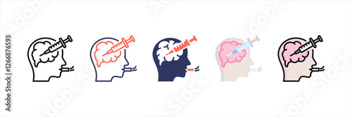 Drug Addiction Multistyle Icon Set