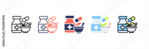 Herbal Treatment Multistyle Icon Set