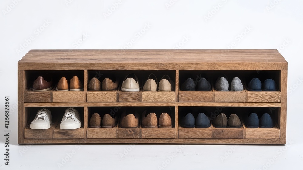 Shoe storage unit with small drawers for each pair Shoe storage unit with small drawers for each pair