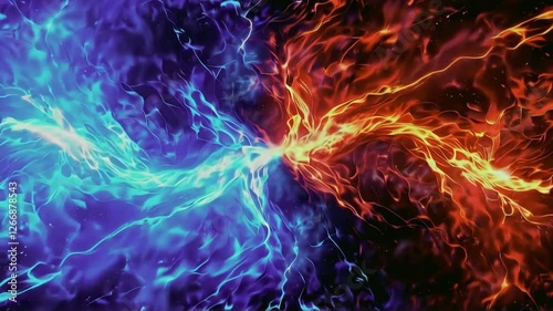 Clash of Elements, Dynamic Fire and Ice Energy Visuals for Creative Projects