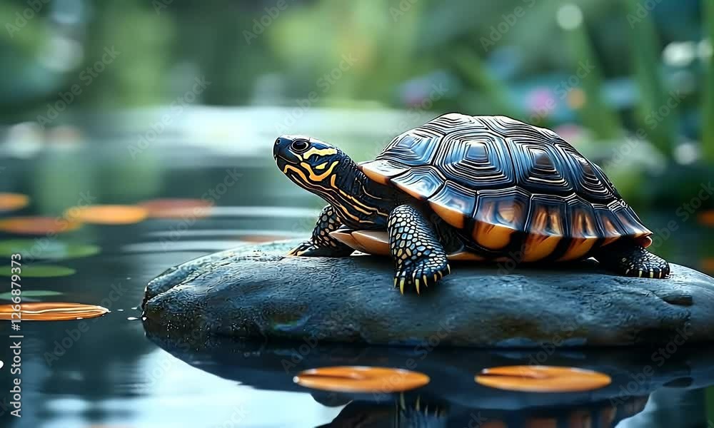 Turtle pond rock nature serenity garden wildlife Turtle pond rock nature serenity garden wildlife
