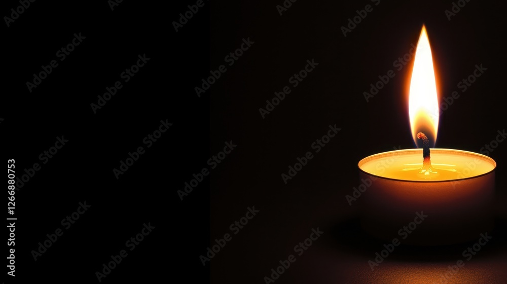 Bright Flame of a Single Candle Illuminating Darkness in a Serene Setting Bright Flame of a Single Candle Illuminating Darkness in a Serene Setting