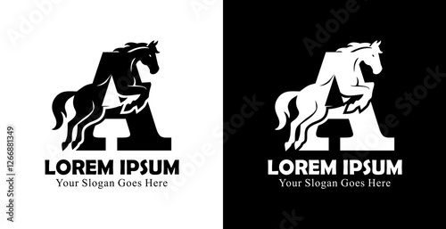 logo design in the form of a jumping horse combined with the letter A