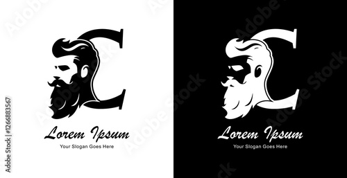 logo design in the form of a silhouette of a man's head combined with the letter C