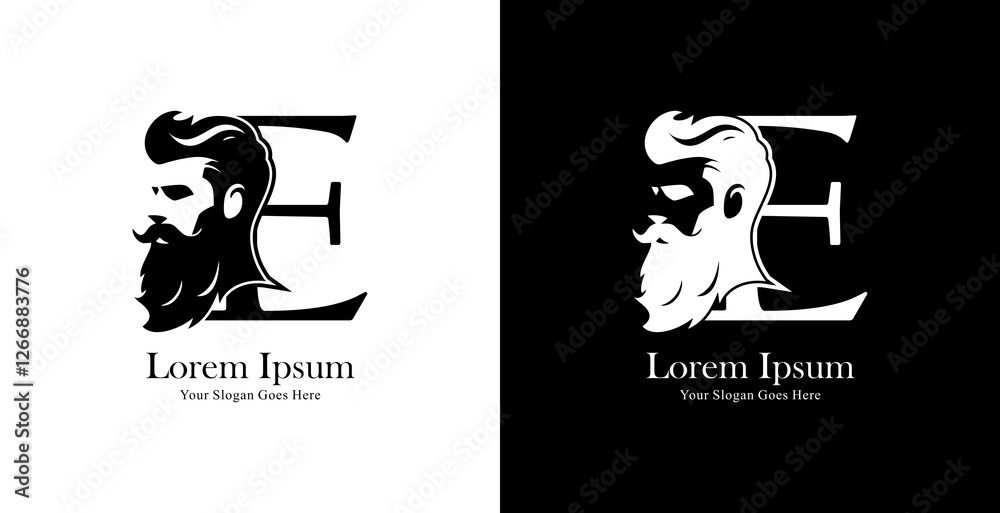 logo design in the form of a silhouette of a man's head combined with the letter E logo design in the form of a silhouette of a man's head combined with the letter E
