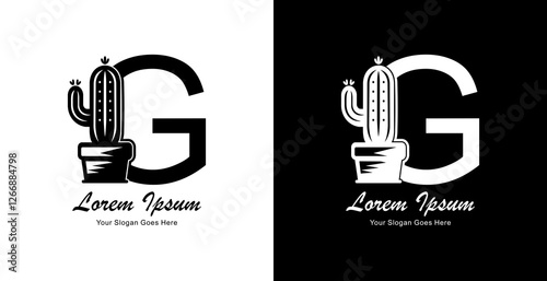 cactus logo design combined with the letter G