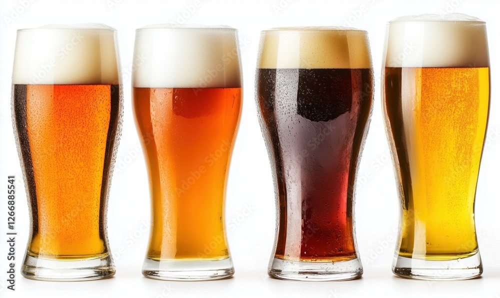 Variety of Beer Glasses Featuring Different Beer Styles and Colors Variety of Beer Glasses Featuring Different Beer Styles and Colors