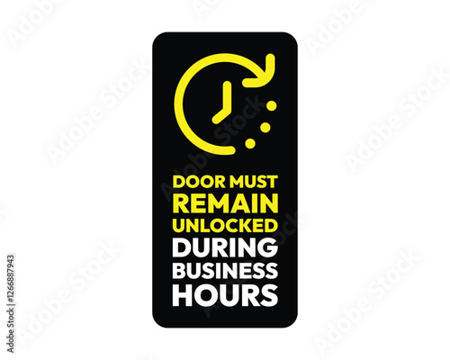 Safety Notice Door Must Remain Unlocked Sign High-quality Vector Image