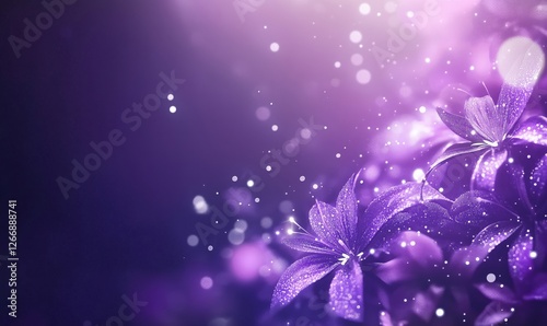 Purple flowers with sparkling bokeh background creating a dreamy atmosphere