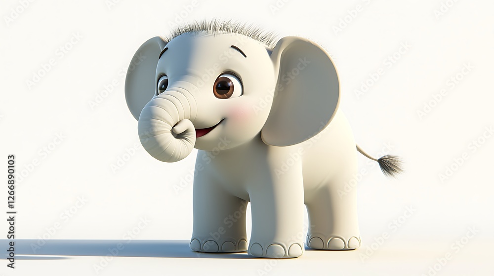 Obraz premium A cartoon elephant with a pink nose and a pinkish face