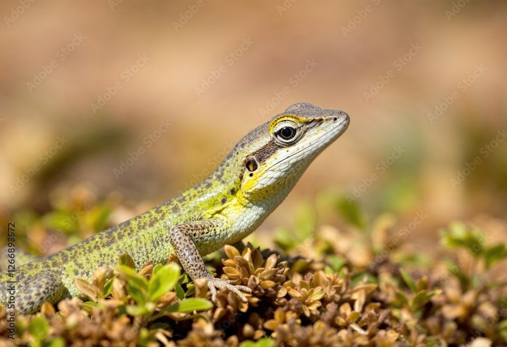 closeup of lizard on plant