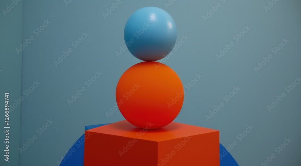 Simple colorful geometric figures composition. Blue background. Education or abstract use Simple colorful geometric figures composition. Blue background. Education or abstract use